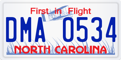 NC license plate DMA0534