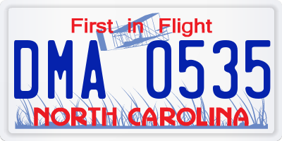 NC license plate DMA0535