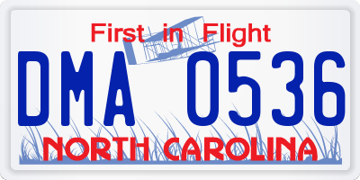 NC license plate DMA0536