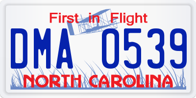 NC license plate DMA0539