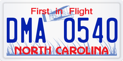 NC license plate DMA0540