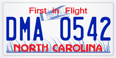 NC license plate DMA0542