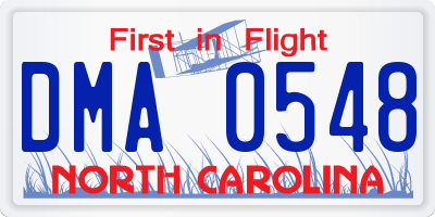 NC license plate DMA0548