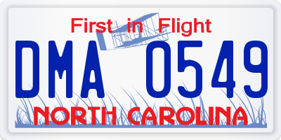 NC license plate DMA0549