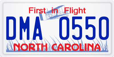 NC license plate DMA0550
