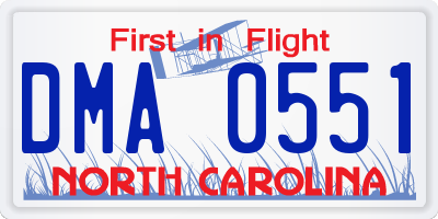 NC license plate DMA0551