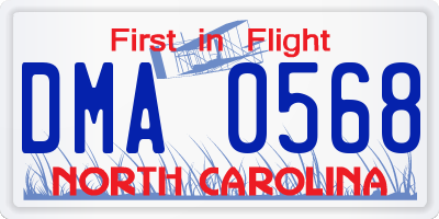 NC license plate DMA0568