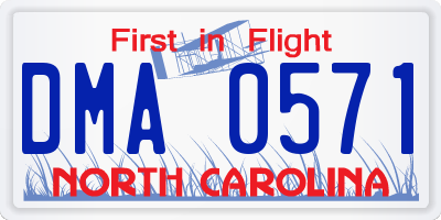 NC license plate DMA0571