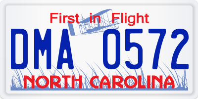 NC license plate DMA0572