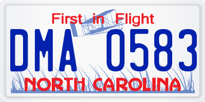 NC license plate DMA0583