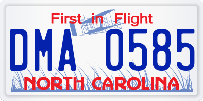 NC license plate DMA0585