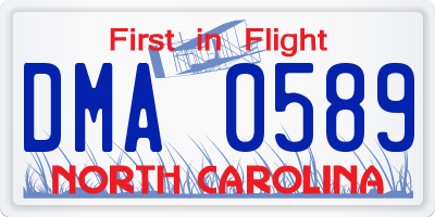 NC license plate DMA0589