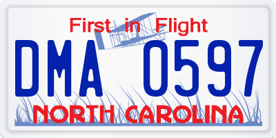 NC license plate DMA0597