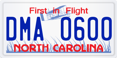 NC license plate DMA0600