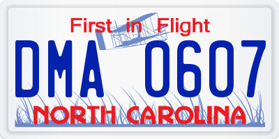 NC license plate DMA0607