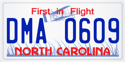NC license plate DMA0609