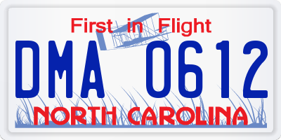 NC license plate DMA0612