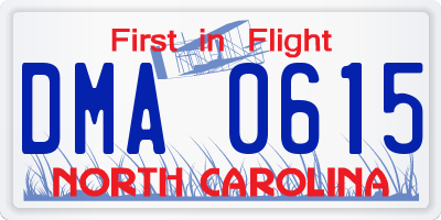 NC license plate DMA0615