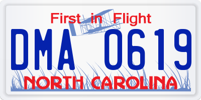 NC license plate DMA0619