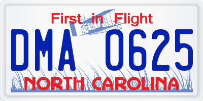 NC license plate DMA0625