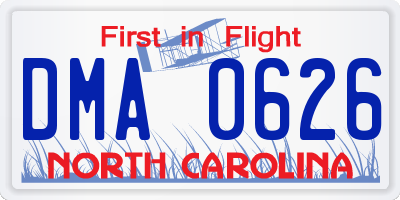 NC license plate DMA0626