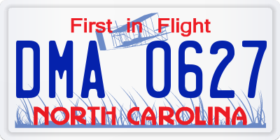 NC license plate DMA0627