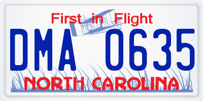 NC license plate DMA0635