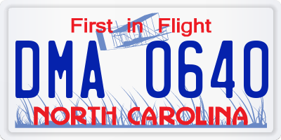 NC license plate DMA0640