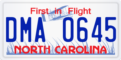 NC license plate DMA0645