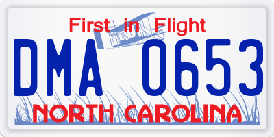 NC license plate DMA0653