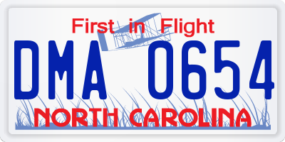 NC license plate DMA0654