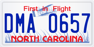 NC license plate DMA0657