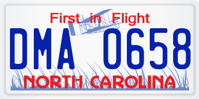 NC license plate DMA0658
