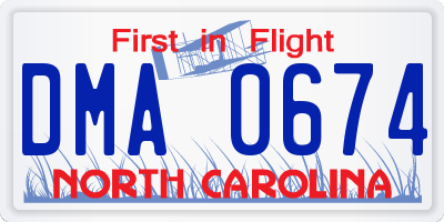 NC license plate DMA0674