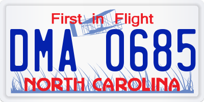 NC license plate DMA0685