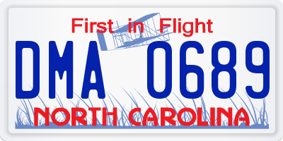 NC license plate DMA0689