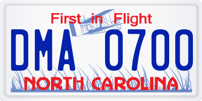 NC license plate DMA0700