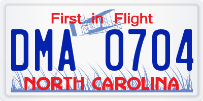 NC license plate DMA0704