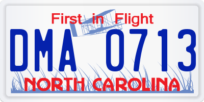 NC license plate DMA0713