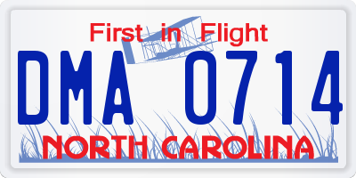 NC license plate DMA0714