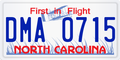 NC license plate DMA0715
