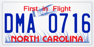 NC license plate DMA0716