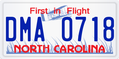 NC license plate DMA0718