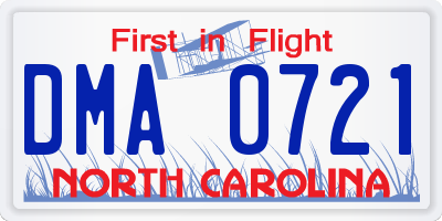 NC license plate DMA0721