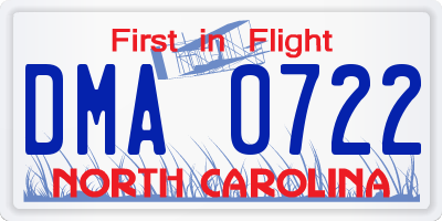 NC license plate DMA0722
