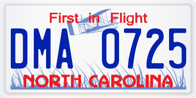 NC license plate DMA0725