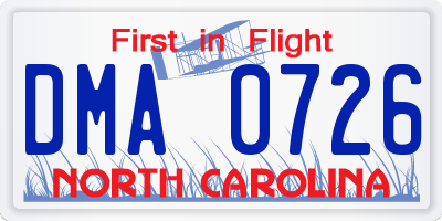 NC license plate DMA0726