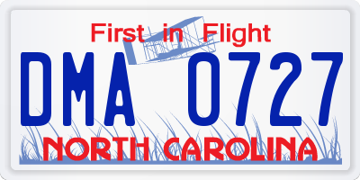 NC license plate DMA0727