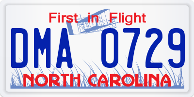 NC license plate DMA0729