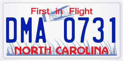 NC license plate DMA0731